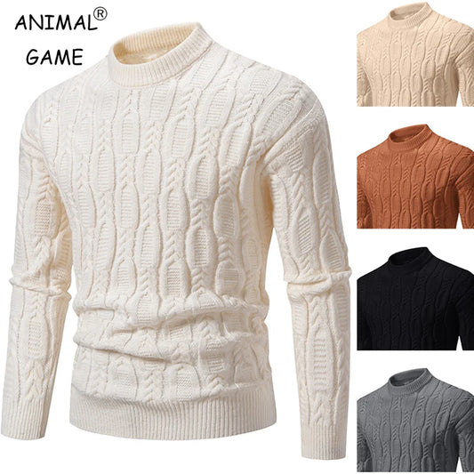 New Men's Crew Neck Sweater Soft Casual Sweaters for Men Autumn Classic Pullover Sweaters Mock Turtleneck Knitted Streetwear