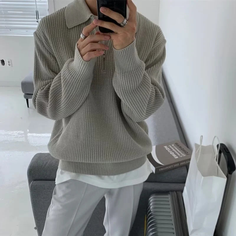 Men Korean Fashion Knitwear Harajuku Knit Sweater Casual Pullovers Jumpers Warm Sweatshirts Vintage Sweaters Man Winter Clothing